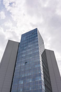 Modern Glass Office Building Architecture Outdoors Cloudy Overcast Blue