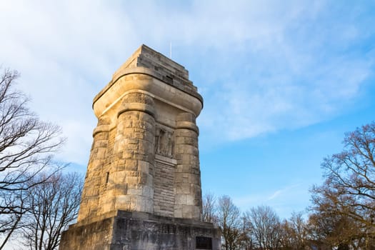 Stuttgart Bismarckturm Monument Tower Column Outdoors Autumn Sunset Blue Skies Famous Landmark Europe Travel Sights Destinations
