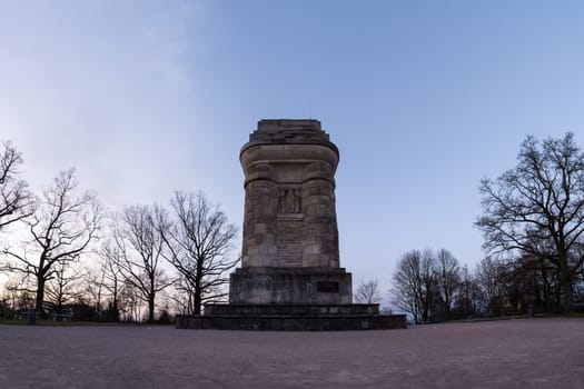 Stuttgart Bismarckturm Monument Tower Column Outdoors Autumn Sunset Blue Skies Famous Landmark Europe Travel Sights Destinations