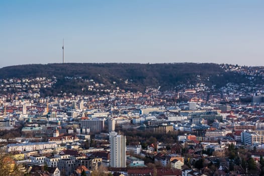 Stuttgart Cityscape Landscape Capital City Baden Wuerttemberg Day Night Sky Buildings Far TV Tower Hills Kessel