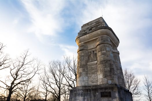 Stuttgart Bismarckturm Monument Tower Column Outdoors Autumn Sunset Blue Skies Famous Landmark Europe Travel Sights Destinations