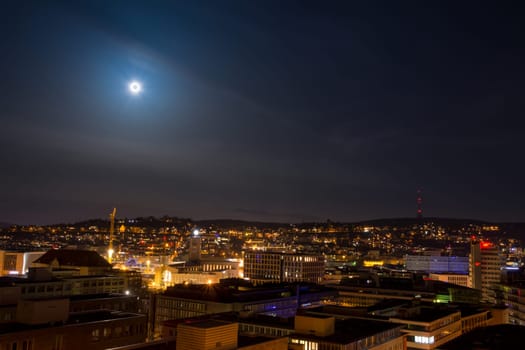 Stuttgart Cityscape Landscape Capital City Baden Wuerttemberg Day Night Sky Buildings Far TV Tower Hills Kessel