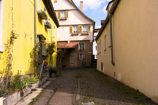 Small European Alley German Houses Cobblestone Street Quarter Courtyard Living Area Cultural Traditional