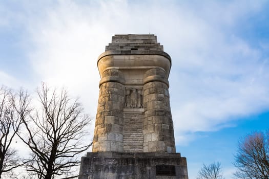 Stuttgart Bismarckturm Monument Tower Column Outdoors Autumn Sunset Blue Skies Famous Landmark Europe Travel Sights Destinations