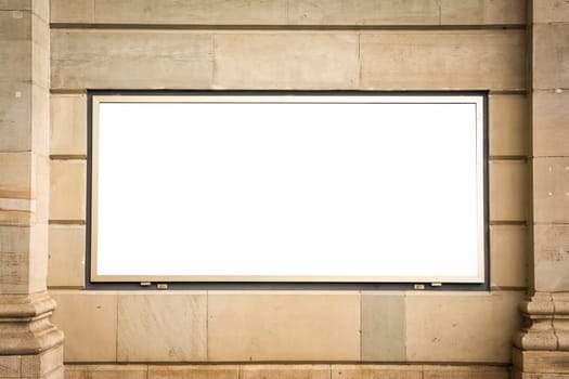 Outdoors Billboard Stone Wall Columns Old Case Display Vintage Rustic
