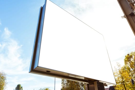 Outdors Modern Billboard Daytime Sun Flare Blank Isolated White Mockup Large City