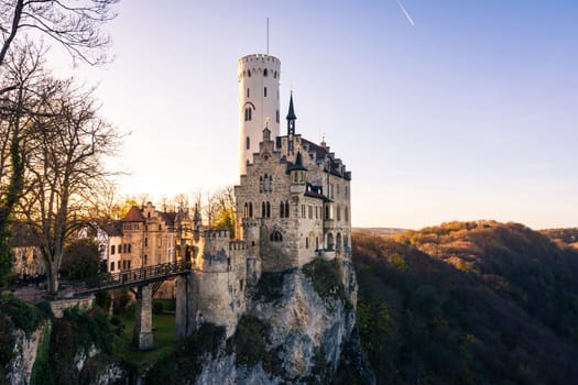 Schloss Lichtenstein Castle Germany Baden-Wuerttemberg Swabian Alb Mountain Castle Fairy Tale Landscape Fortress European Travel Destination Architecture