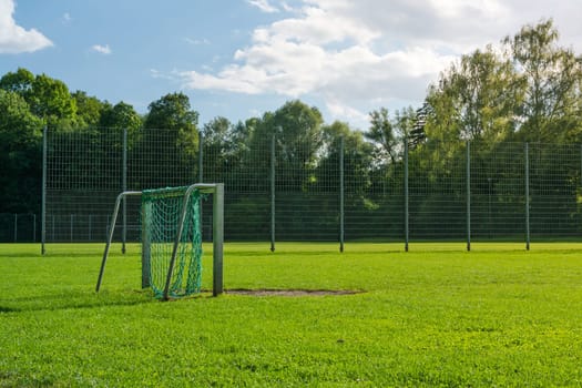 Junior Soccer Football Goal Outdoors Sports Field Beautiful Day