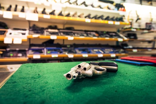 Revolver Pistol Gun Store Detail Weapons Deadly Clean New Shop Isolated Dealer Seller Nobody