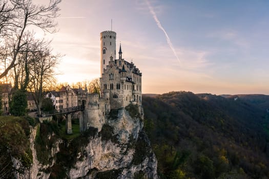 Schloss Lichtenstein Castle Germany Baden-Wuerttemberg Swabian Alb Mountain Castle Fairy Tale Landscape Fortress European Travel Destination Architecture
