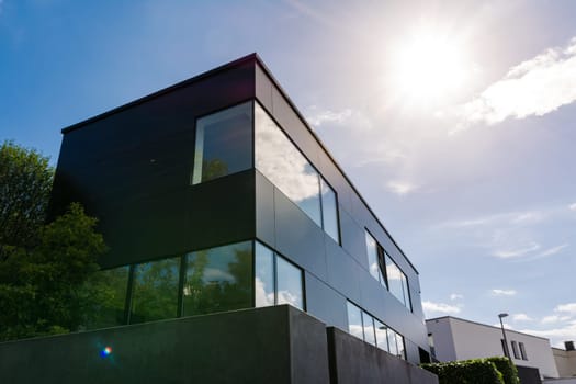 Modern German Architecture Geometric Small Office Building Sun Flare Exterior