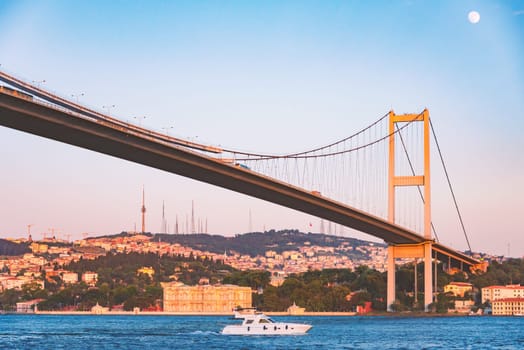 The Bosphorus Bridge known officially as the 15 July Martyrs Bridge is one of the three suspension bridges spanning the Bosphorus strait in Istanbul, Turkey.