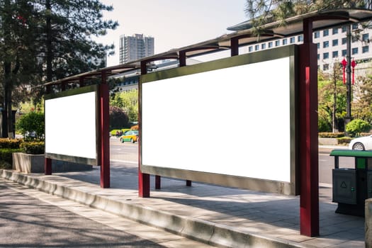 Bus Stop Advertisement Mockup Urban City Environment China Asia_