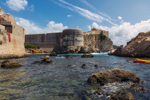 Beautiful Outer Fortress Walls of Dubrovnik Croatia Cityscape Detail European Vacation Destination Sightseeing