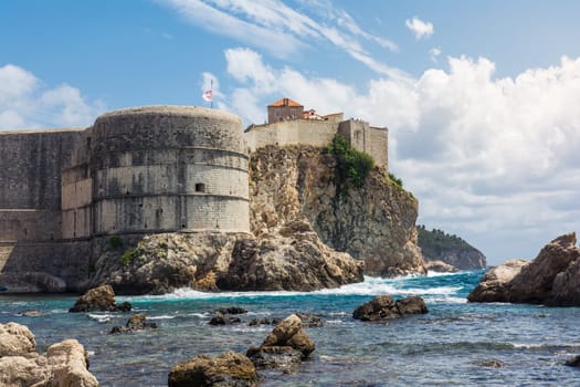 Beautiful Outer Fortress Walls of Dubrovnik Croatia Cityscape Detail European Vacation Destination Sightseeing