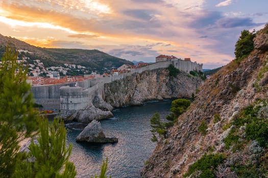Beautiful Outer Fortress Walls of Dubrovnik Croatia Cityscape Detail European Vacation Destination Sightseeing