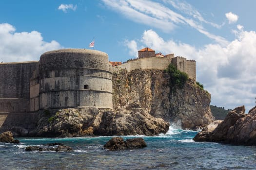 Beautiful Outer Fortress Walls of Dubrovnik Croatia Cityscape Detail European Vacation Destination Sightseeing