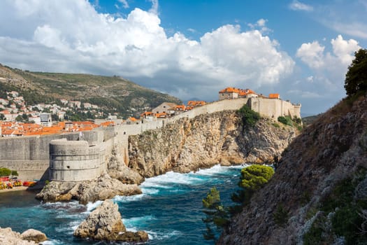 Beautiful Outer Fortress Walls of Dubrovnik Croatia Cityscape Detail European Vacation Destination Sightseeing