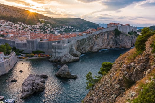 Beautiful Outer Fortress Walls of Dubrovnik Croatia Cityscape Detail European Vacation Destination Sightseeing