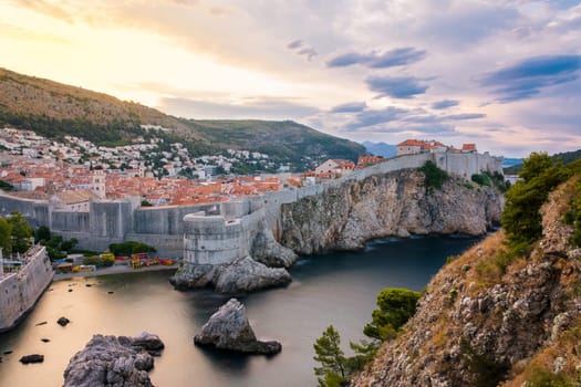 Beautiful Outer Fortress Walls of Dubrovnik Croatia Cityscape Detail European Vacation Destination Sightseeing