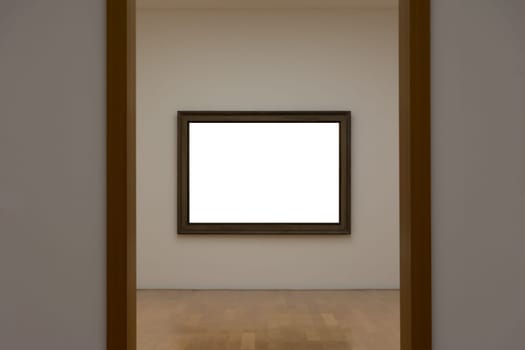 Blank White Art Gallery Frame Picture Wall White Contemporary Modern Rectangular Shape Isolated Empty