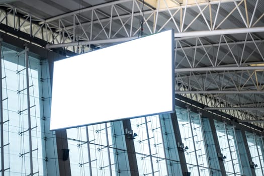 Billboard Rectangular White Mockup at the Airport
