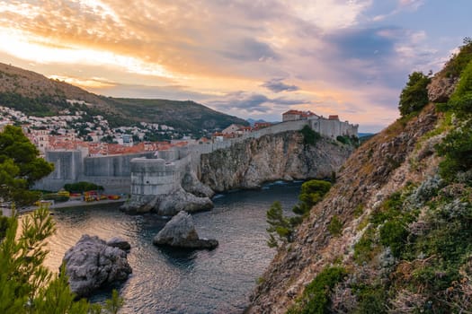 Beautiful Outer Fortress Walls of Dubrovnik Croatia Cityscape Detail European Vacation Destination Sightseeing