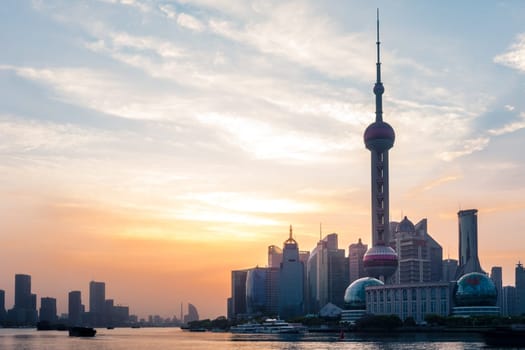 The sunrise over the Shanghai Bund, captured April 16th, 2018.