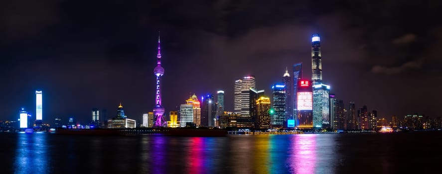Night Scene of The Oriental Pearl Tower in Shanghai,China April 2018