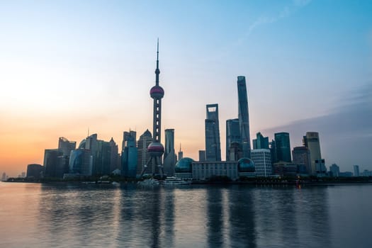 The sunrise over the Shanghai Bund, captured April 16th, 2018.