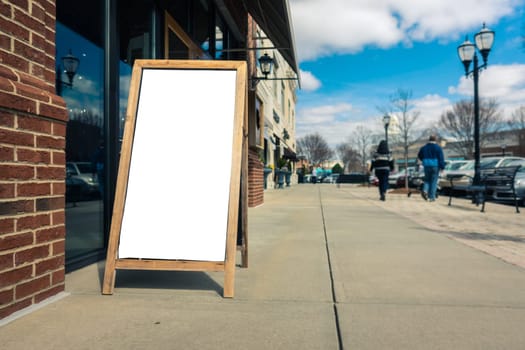 Billboard Rectangular White Mockup City Advertisement front a Store