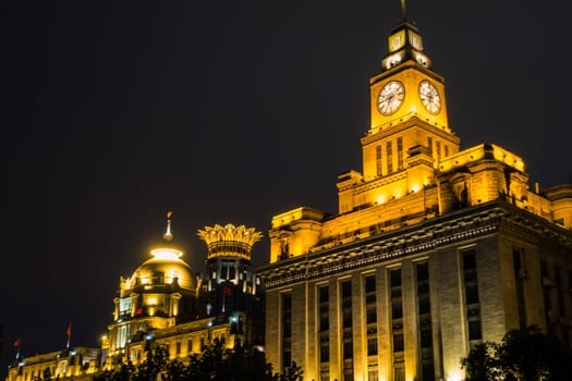 Night Scene of the Buildings in Shanghai,China April 2018