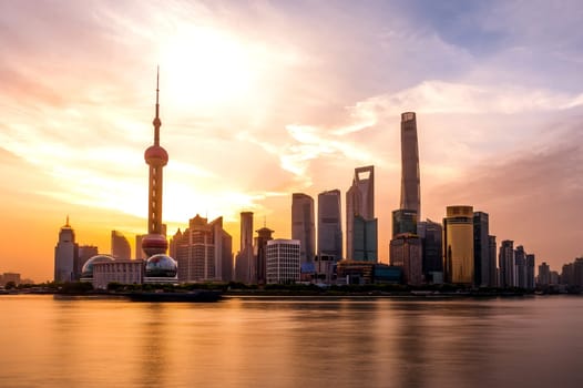 The sunrise over the Shanghai Bund, captured April 16th, 2018.
