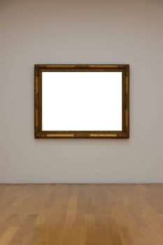 Blank White Art Gallery Frame Picture Wall White Contemporary Modern Rectangular Shape Isolated Empty