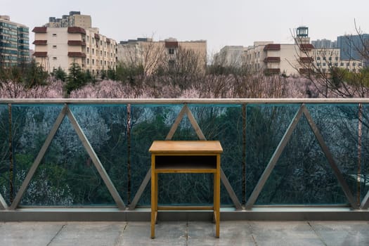 A Desk Standing on an Overpass in China