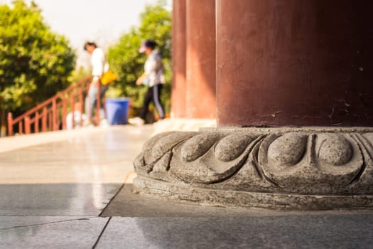 Stone Column of Ancient Chinese Temple