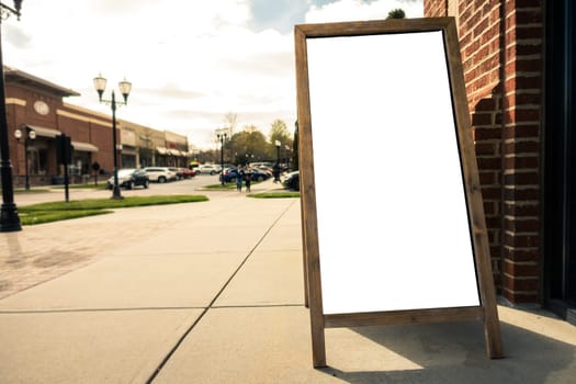 Billboard Rectangular White Mockup City Advertisement front a Store
