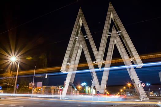 Leipzig Messe M Double Structure Metal Architecture Street Road Timelapse Night Light Streaks