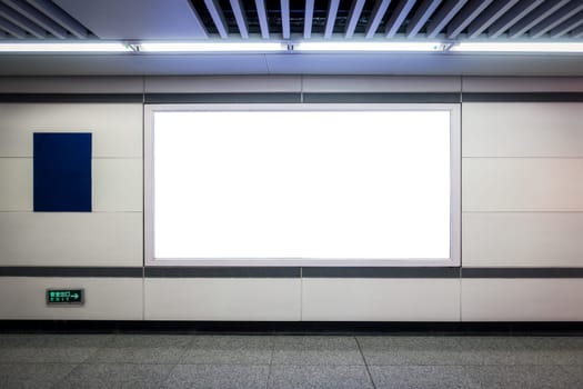 Urban Subway Underground Billboard Rectangular White Mockup City Advertisement in Xi'an, China