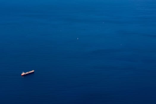 Ocean Tanker Transportation Ship Blue Sky Aerial View Commercial