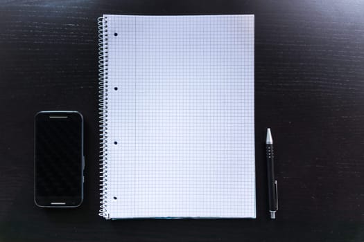 Notebook Desk Empty Pens Writing Education Work Coffee Brown Office Objects Background