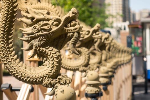 The Sculpture of the Dragon on the Street Chinese Totem