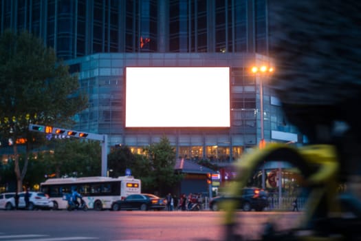 City Billboard Rectangular White Mockup City Advertisement