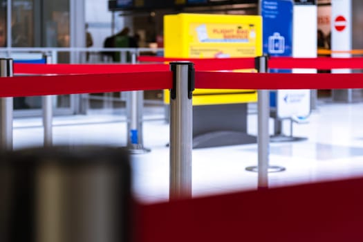 Airport Security Rope Lines Waiting Snaking Maze Empty Check In Gate