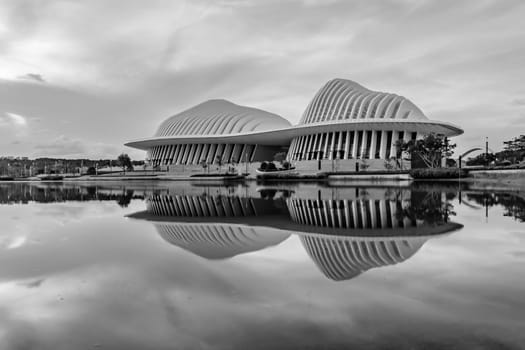 Nanning City Library Architecture Sunset B/W