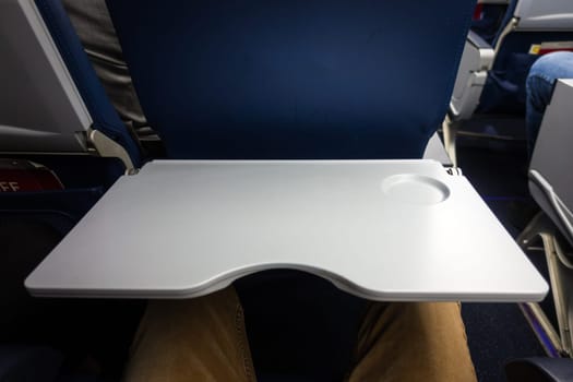 Airplane Seat Tray Open Empty Food Waiting
