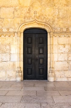Medieval Portuguese Door Black Closeup Architectural Feature Warm Temperature