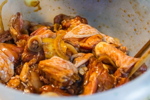 Asian Cooking Cuisine Vegetables Meats Closeup Eating Delicious Homemade