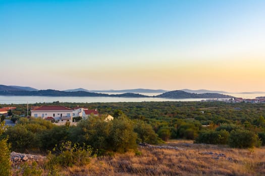 Logorun Landscape Croatia Sunset Beautiful Panorama Ocean Dusk