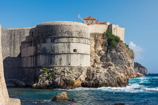 Beautiful Outer Fortress Walls of Dubrovnik Croatia Cityscape Detail European Vacation Destination Sightseeing